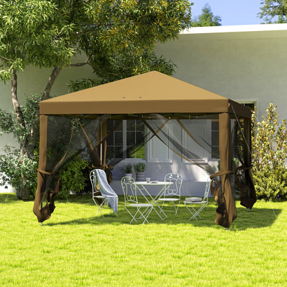 3 x 3 m Pop Up Gazebo, 420D Garden Tent Canopy with Removable Mesh Sidewall Netting, Carry Bag for Garden Patio Outdoor