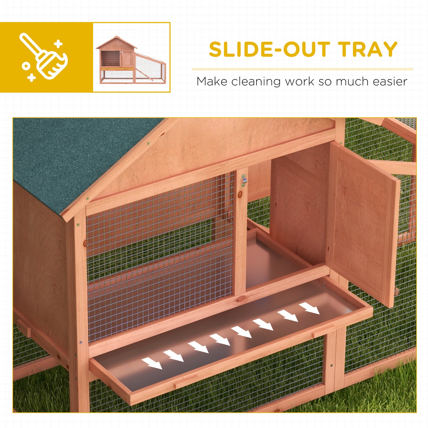 2 Tier Rabbit Hutch Outdoor, Guinea Pig Hutch, Solid Wood Bunny House