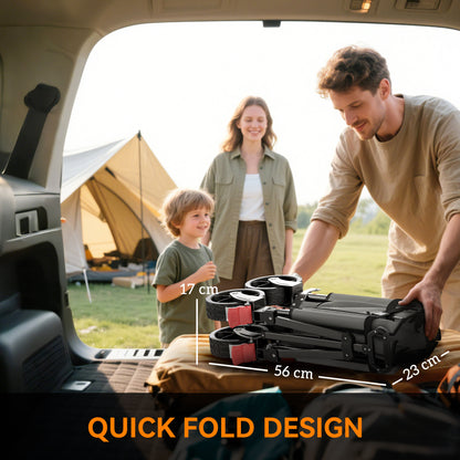 Festival Trolley on Wheels, 150L Folding Camping Trolley Cart with Openable Sides