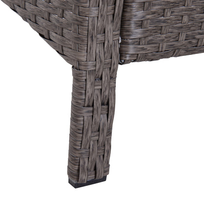 2-Seater Rattan Furniture Set, Steel Frame-Grey