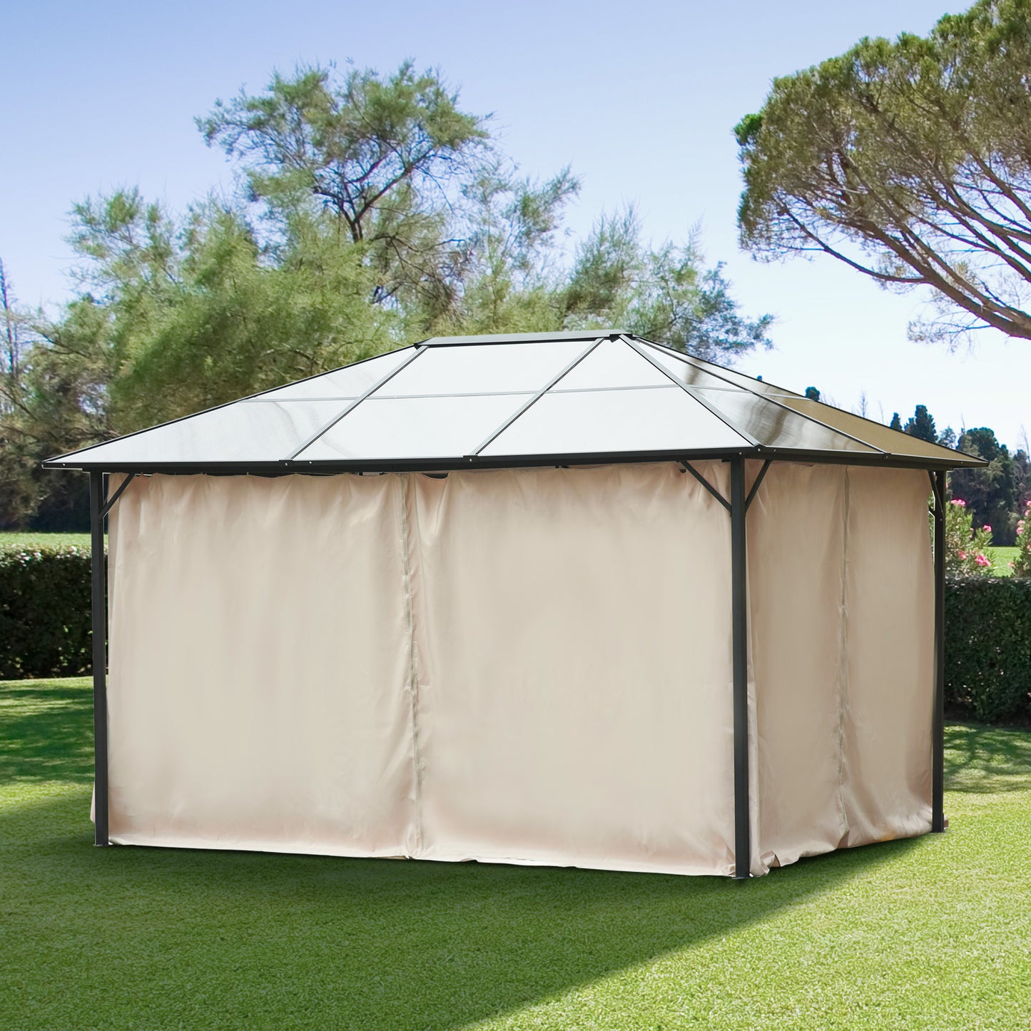 4 Pack Replacement Gazebo Curtains Privacy Panel for Most 3 x 4m Gazebo Canopy Pavillion Outdoor Shelter Sidewalls Accessorie