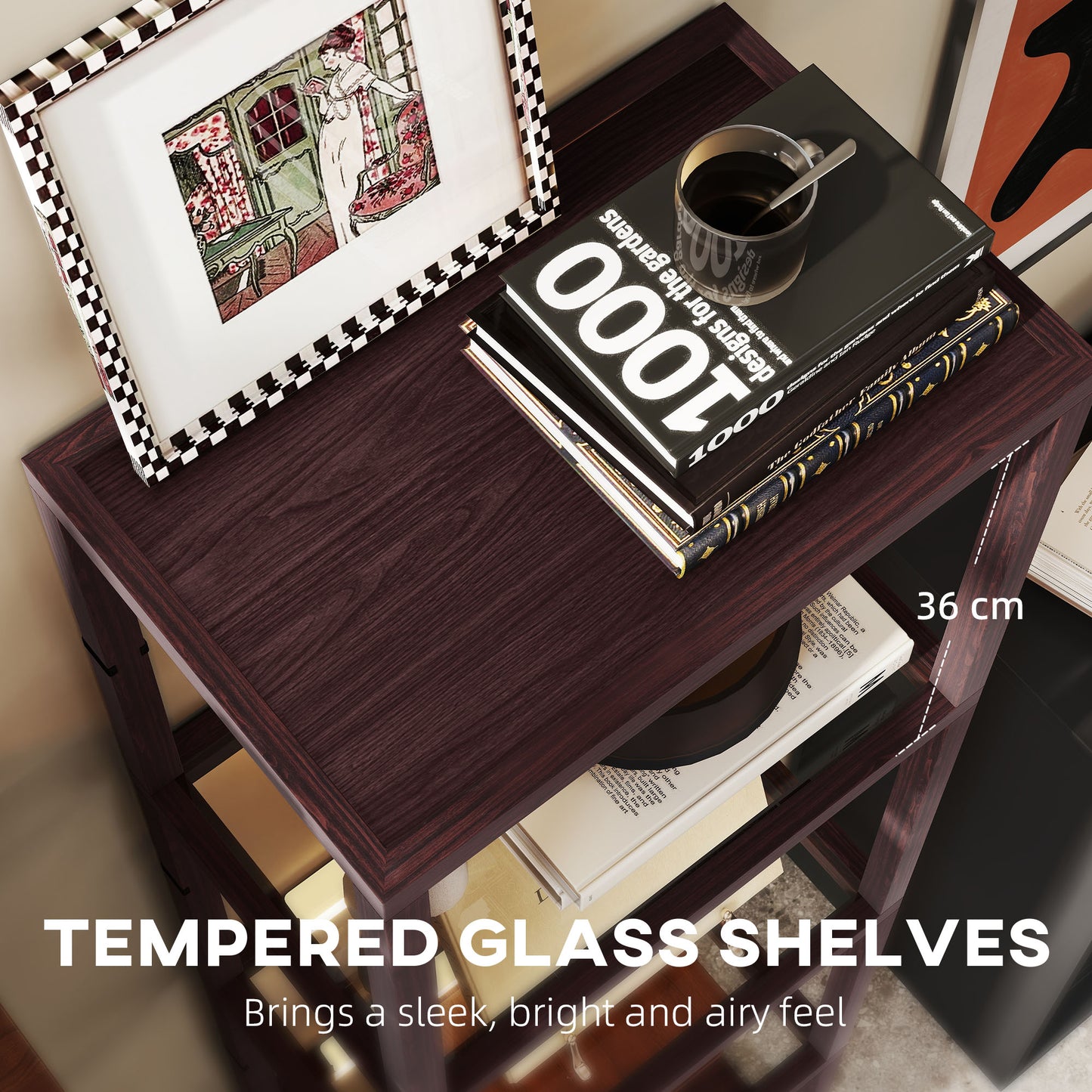 Four-Shelf Floor Lamp - Dark Brown
