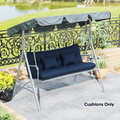 Outdoor Seat Cushions Back Cushion with 2 Pillows, Water Repellent Seat Pads for 3-Seater Chair, Dark Blue