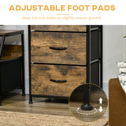 Industrial Storage Cabinet, Fabric Chest of Drawers with Display Shelves, 3 Drawers Storage Unit for Living Room