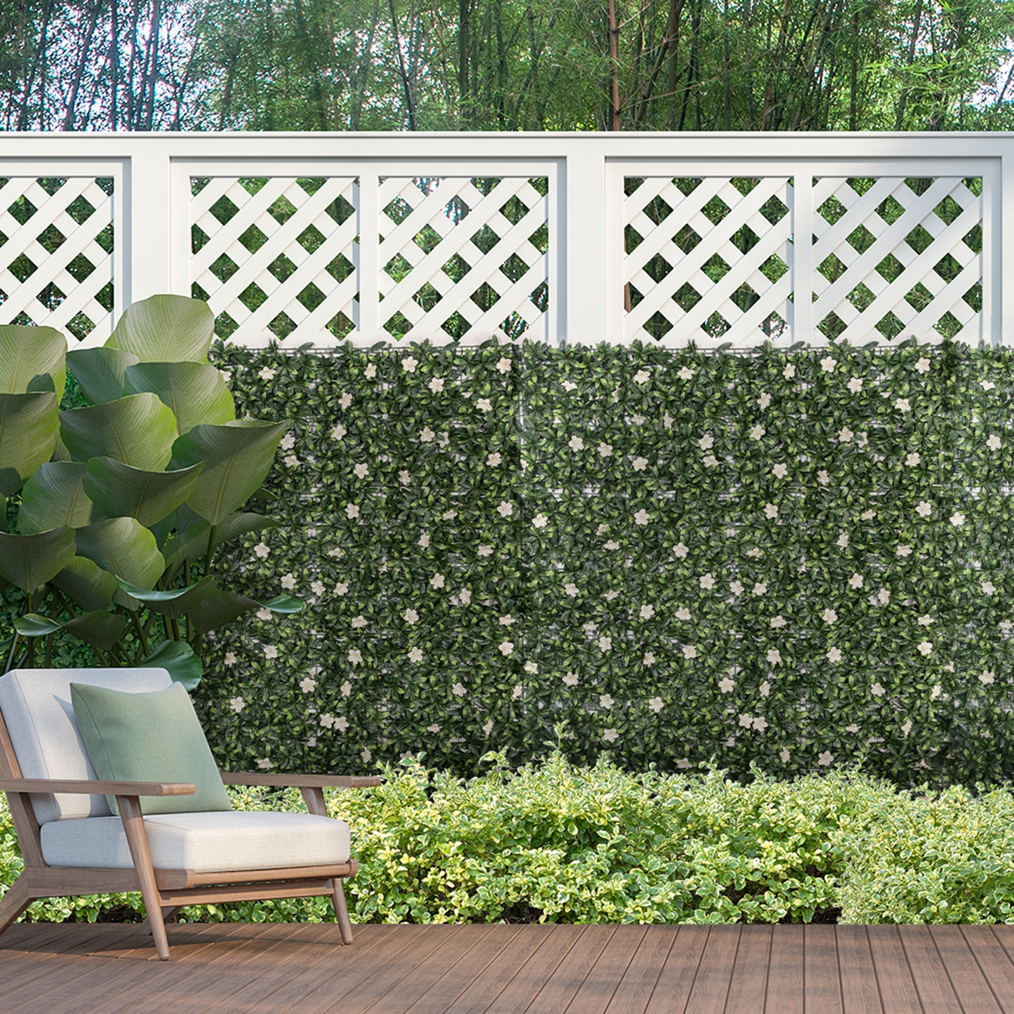 12PCS Artificial Boxwood Wall Panels 50cm x 50cm Grass Privacy Fence Screen Faux Hedge Greenery Backdrop Encrypted Grass with