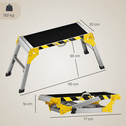 Work Bench, Foldable Aluminium Alloy Tool Stand with Handle, Non Slip, 150 kg, 110 x 32 x 50 cm