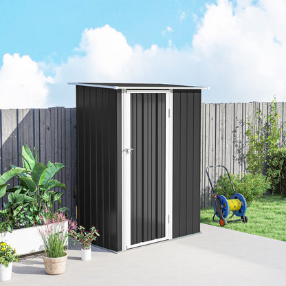 5ft x 3ft Garden Storage Shed, Galvanised Outdoor Metal Shed Waterproof with Sloped Roof, Lockable Door for Patio Tools