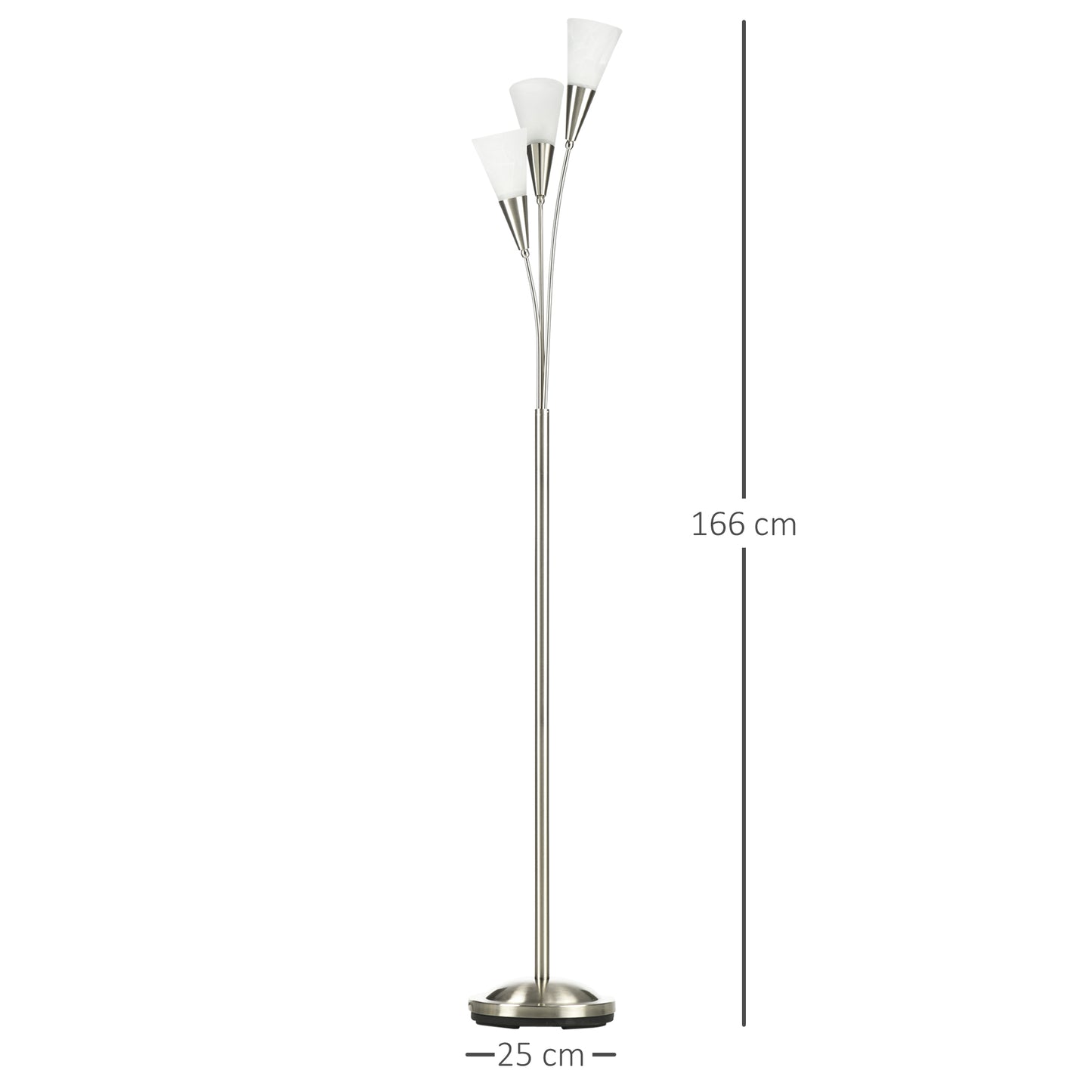 Modern Standing Lamp, 3-Light Upright Floor Lamps for Living Room, Silver Tone