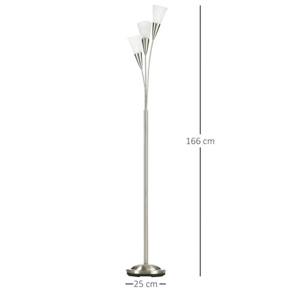 Modern Standing Lamp, 3-Light Upright Floor Lamps for Living Room, Silver Tone