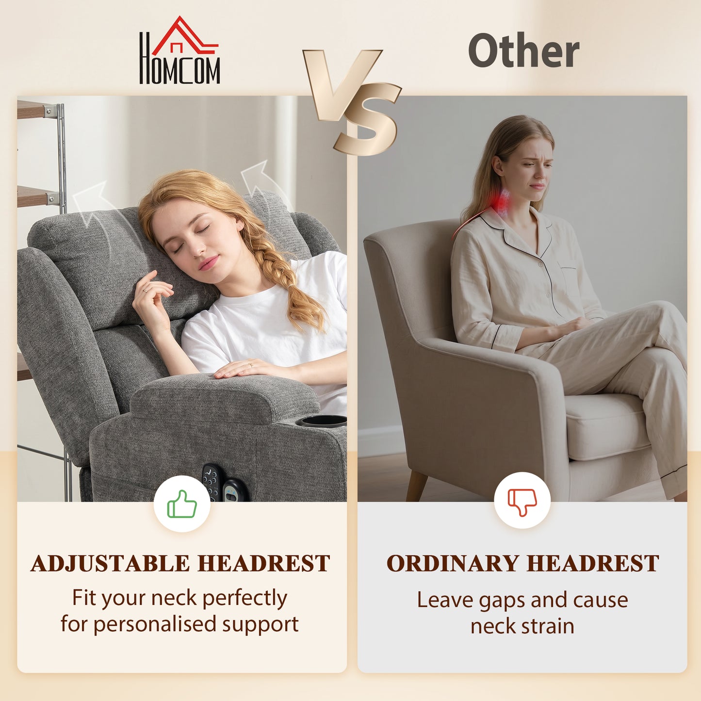 Power Lift Recliner Chair with Vibration Massage and Heat, Chenille Riser and Recliner Armchair for Elderly, Grey