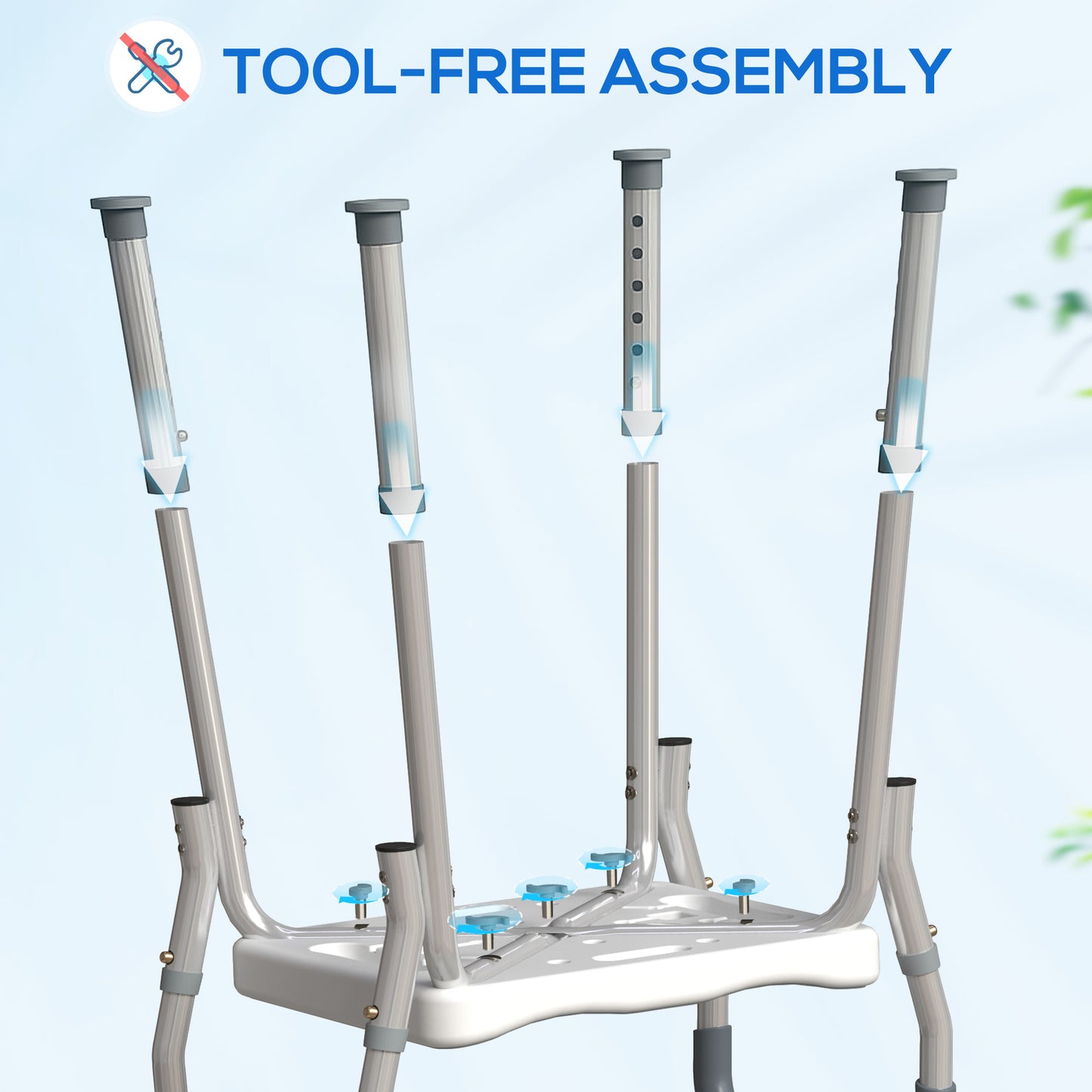 57-69cm Aluminium Frame Bath Seat - Light Blue