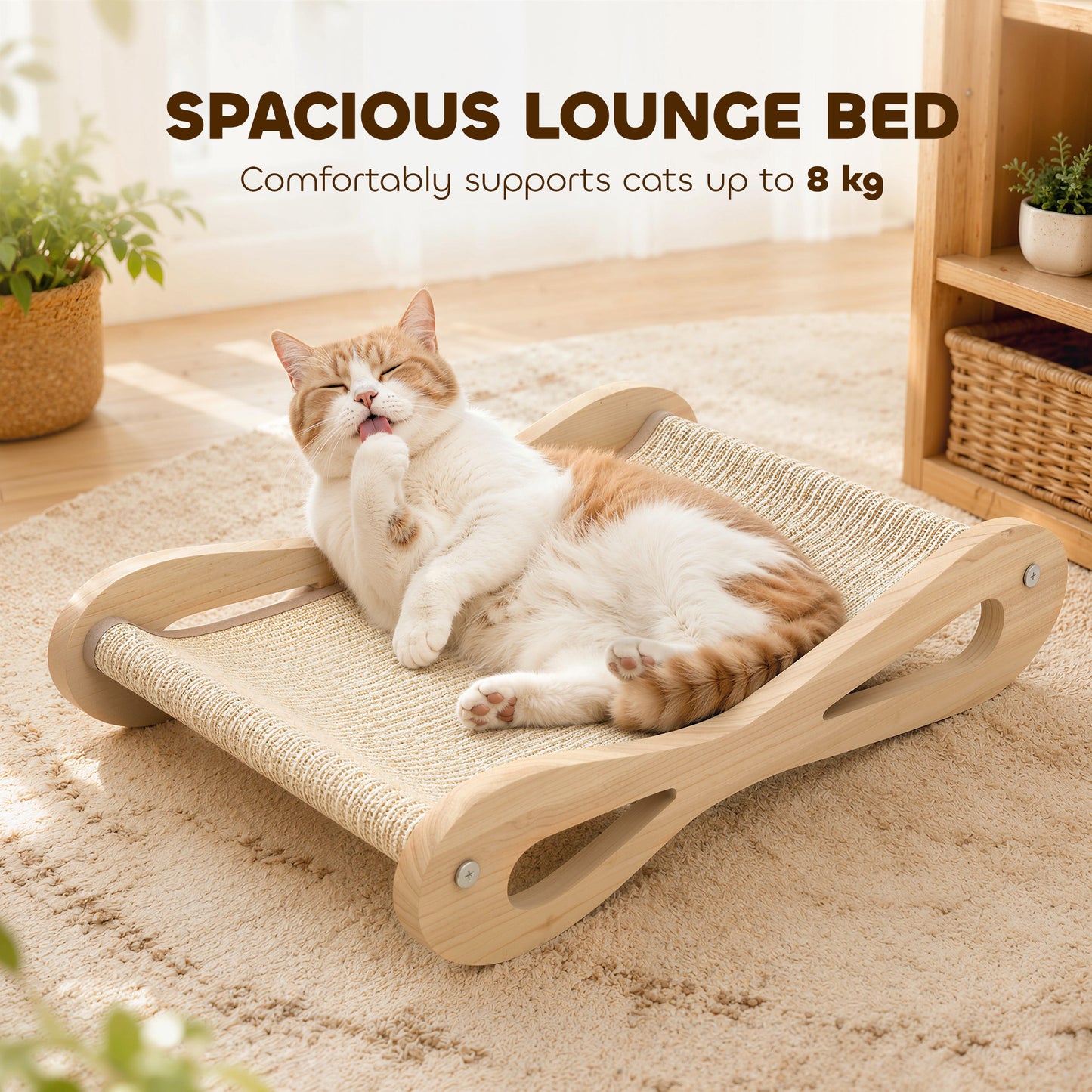 2 in 1 Sisal Cat Scratcher Bed Cat Scratching Board and Lounger 60 x 35 x 13 cm Cream White