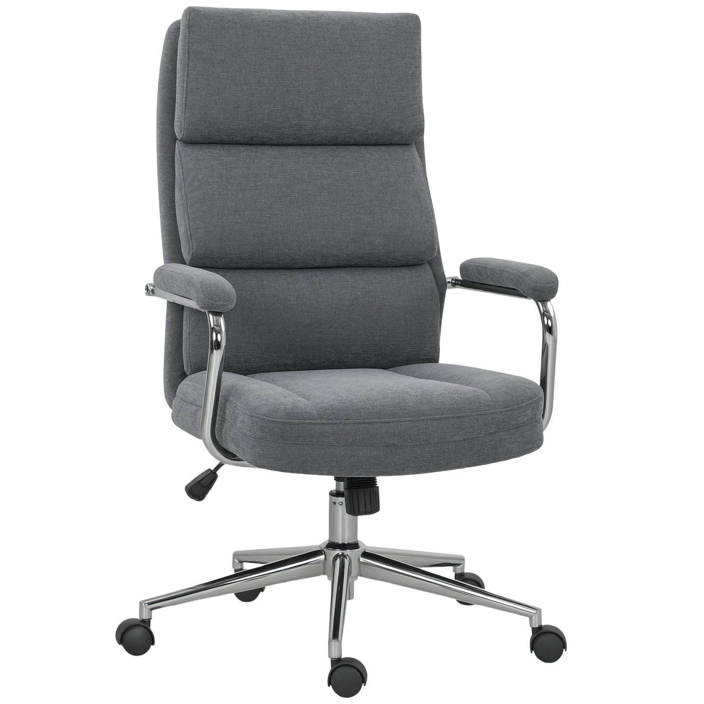 Executive Office Chair, Linen Fabric Computer Desk Chair with Double-Layer Back Cushion, Rocking Function