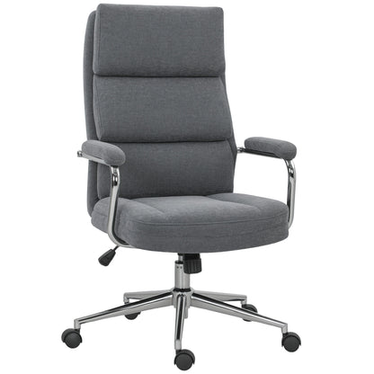 Executive Office Chair, Linen Fabric Computer Desk Chair with Double-Layer Back Cushion, Rocking Function