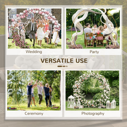 222cm Gold Tone Backdrop Stand, Round Metal Wedding Arch for Birthday Party, Bridal Shower, Graduation, Ceremony