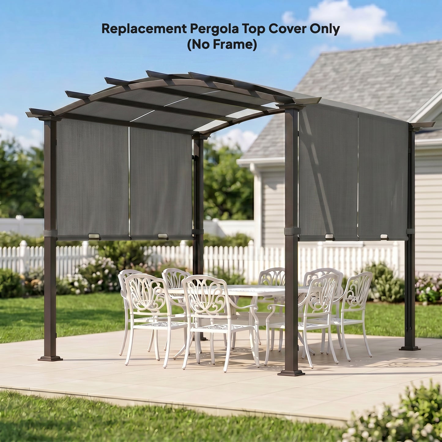 2 Pcs UV Protection Pergola Replacement Canopy, Pergola Shade Cover, Easy to Install, for 3 x 3(m) Pergola, Dark Grey