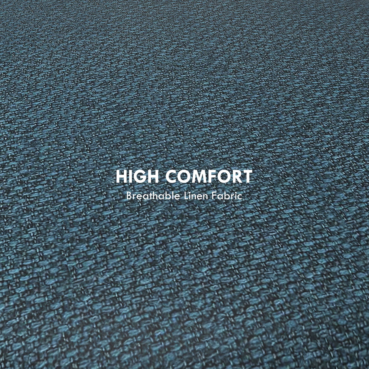 Round Linen-Look Storage Ottoman - Blue