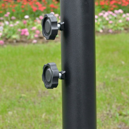 3(m) Cantilever Banana Parasol Hanging Umbrella with LED Solar lights, Crank, 8 Sturdy Ribs and Cross Base for Outdoor