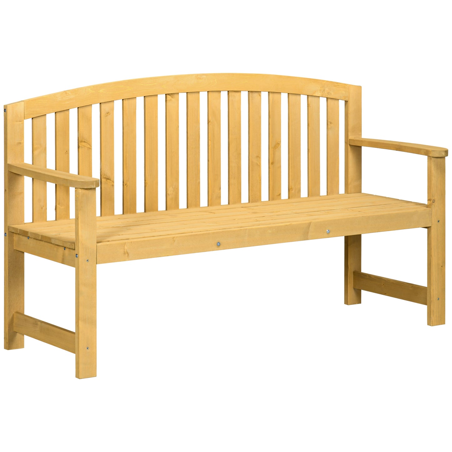 2 Seater Wooden Garden Bench with Armrest, Outdoor Furniture Chair for Park, Balcony, Orange