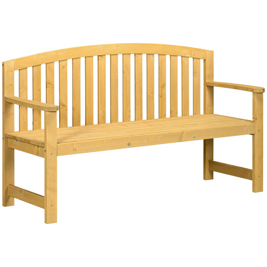 2 Seater Wooden Garden Bench with Armrest, Outdoor Furniture Chair for Park, Balcony, Orange