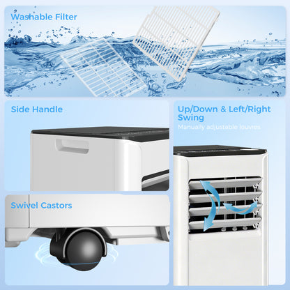 Portable Air Conditioner 7000 BTU, 4-in-1 AC Unit with Cool, Dehumidifier, Fan, Sleep Mode, WiFi Voice Remote Control