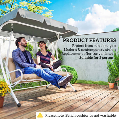 Garden Bench Cushion, 2 Seater Swing Chair Cushion, Seat Pad with Ties for Indoor and Outdoor Use, 110 x 120 cm