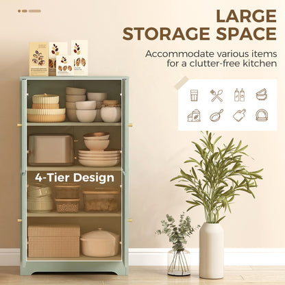 4-Door Kitchen Storage Cabinet with Adjustable Shelves - Green
