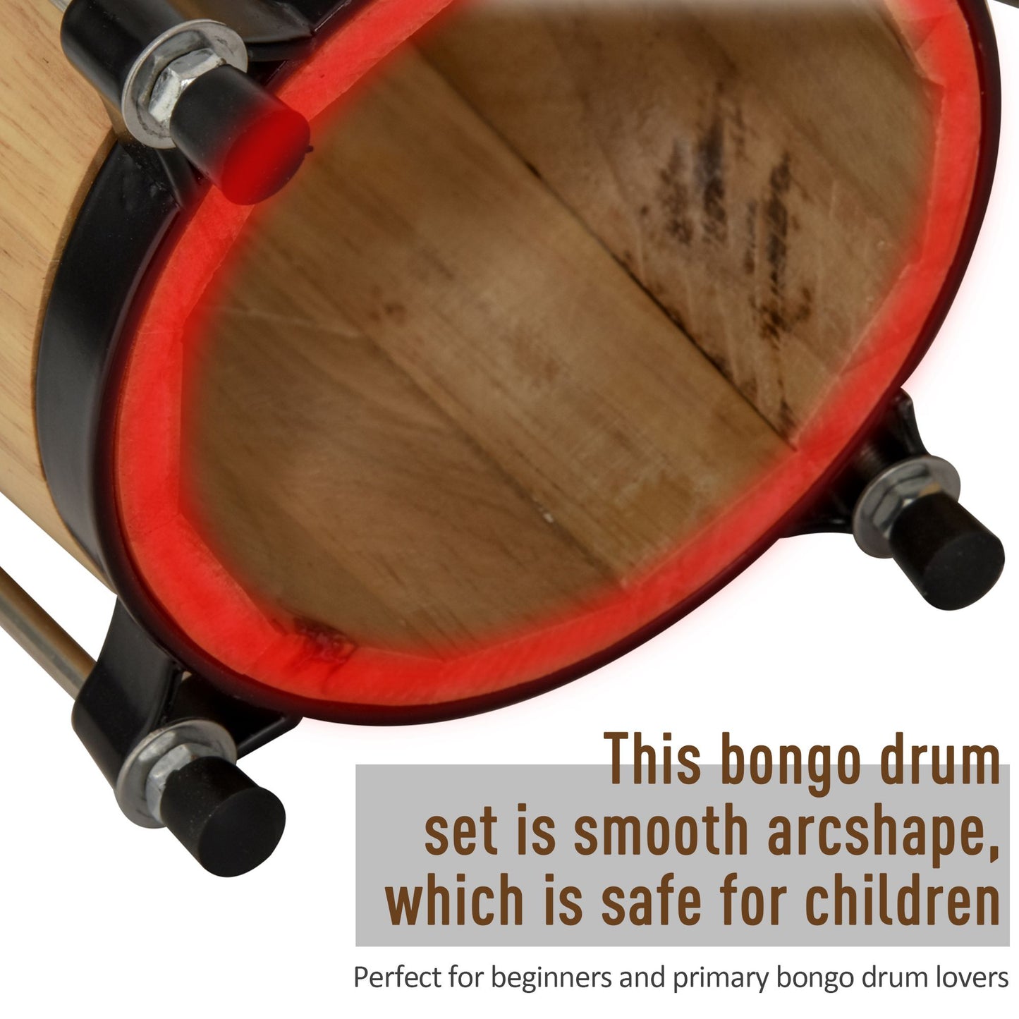 Wooden Bongo Drum Set Φ7.75" & Φ7" w/ Drum Head, Percussion Instrument, Drums, Tuning Wrench For Adults Beginners