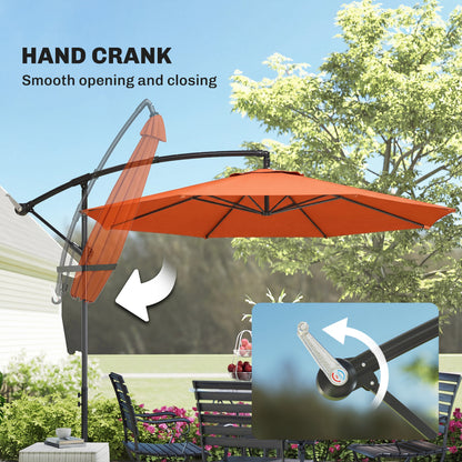 3 m Overhanging Cantilever Parasol, with Cross Base - Orange