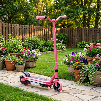 Electric Scooter for Kids 6-14 Years, with Colourful Lights, Pink