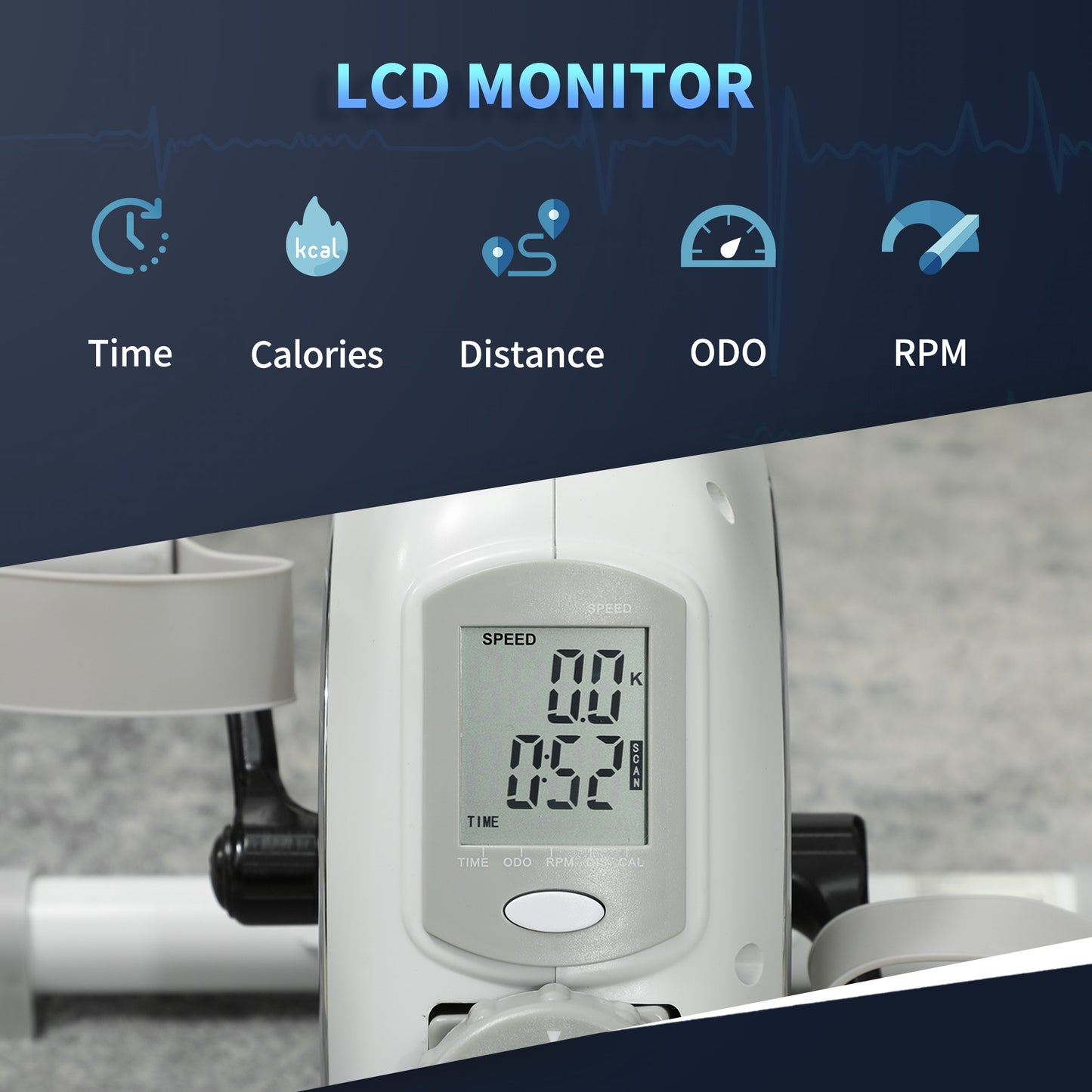 Pedal Exerciser with Eight Level Magnetic Resistance, with Eight-Level Magnetic Resistance, White