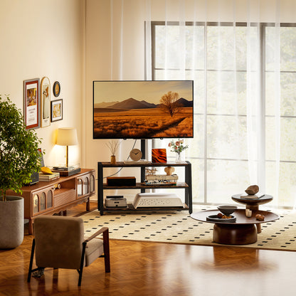 Industrial-Style TV Stand, with 35° Swivel Bracket - Dark Brown