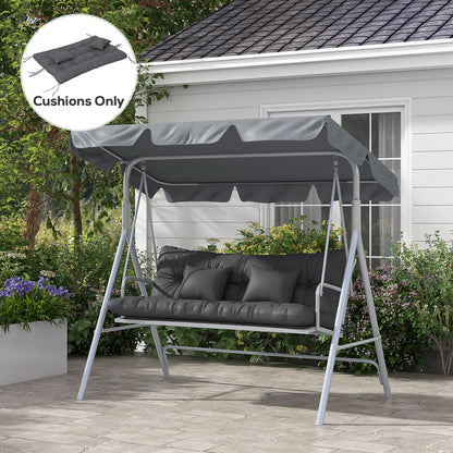 Back and Seat Cushion Replacement with 2 Pillows, Patio Chair Cushions Set with Ties, Charcoal Grey