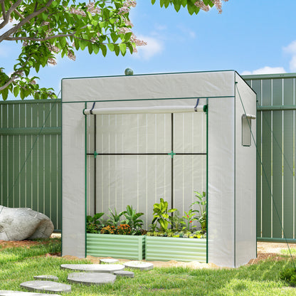PE Cover Walk-in Outdoor Greenhouse, White