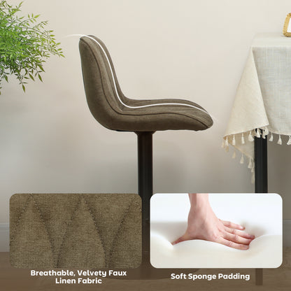 Set of Two Linen-Look Bar Stools - Brown