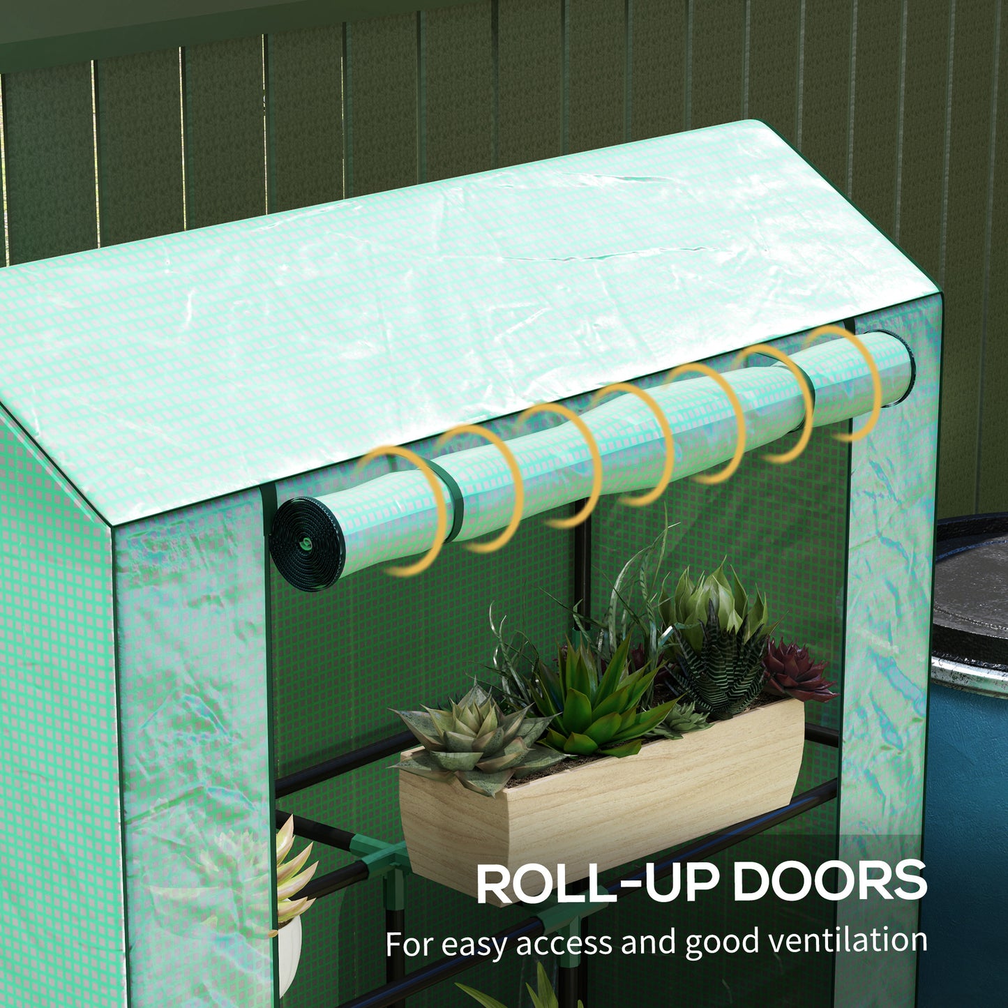 40 x 100cm Three Shelf Steel Frame Greenhouse - Green