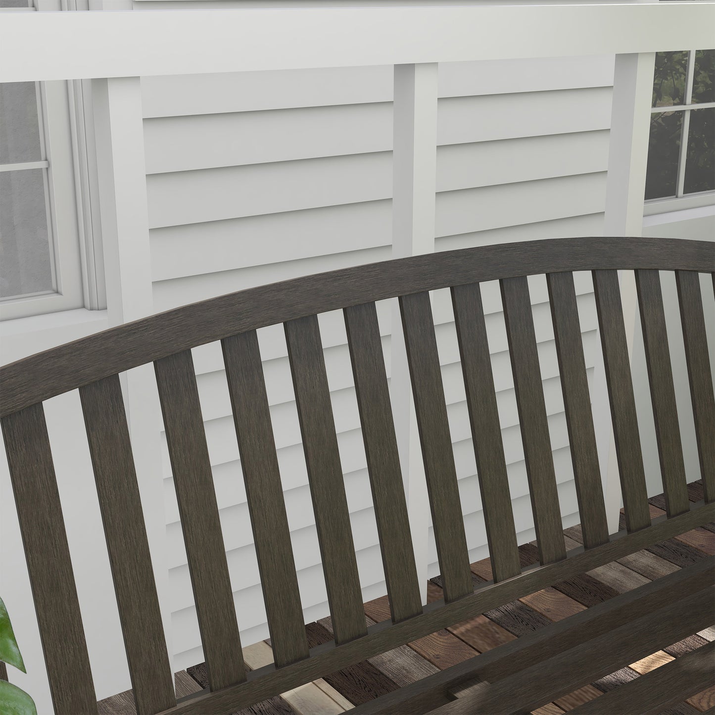 Two-Seater Simple Metal Bench - Brown