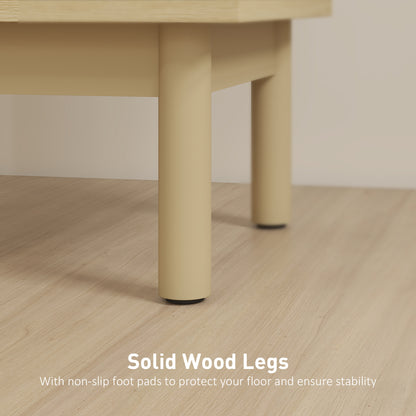 Rattan Bedside Table for Bedroom - Natural Wood