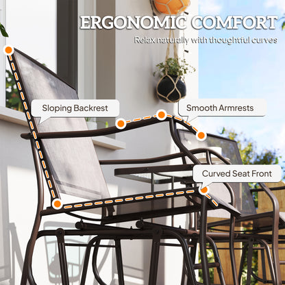 Gliding Jack and Jill Seat, with Glass-Top Table - Brown/Grey