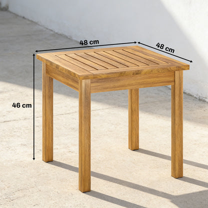 Coffee Table Fully Assembled Patio Side Table Slatted Top Solid Acacia Wood for Indoor Outdoor Natural Wood
