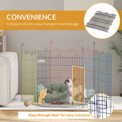 Pet Playpen Crate, with Six Panels, Door, for Indoors and Outdoors