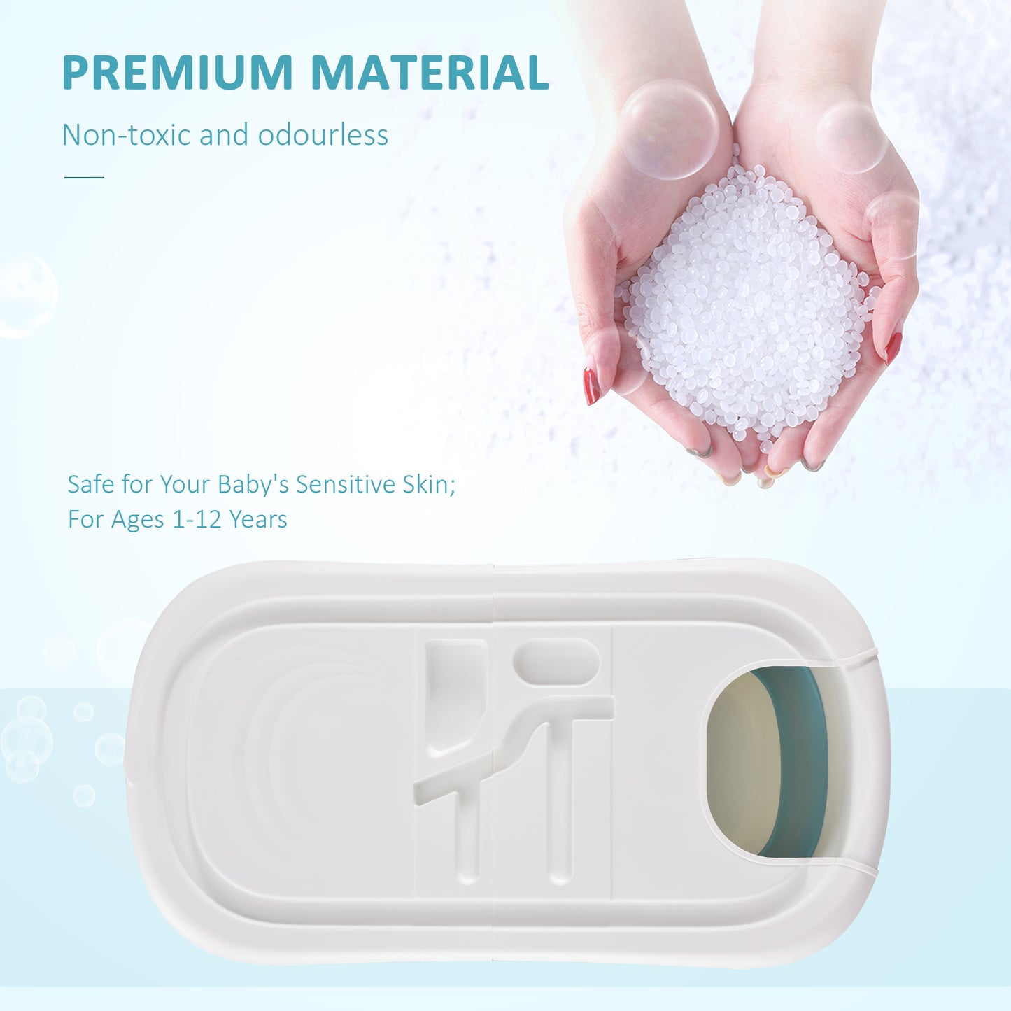 Foldable Bathtub Kids Bath Tub with Lid Large Freestanding Bathtubs Home Sauna for Toddler Children Teenage 1 - 12 Years