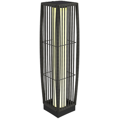 Solar Rattan Floor Lamp, Outdoor Garden Lantern with Auto On/Off LED Lights, IP44 for Patio, Terrace, Dark Grey