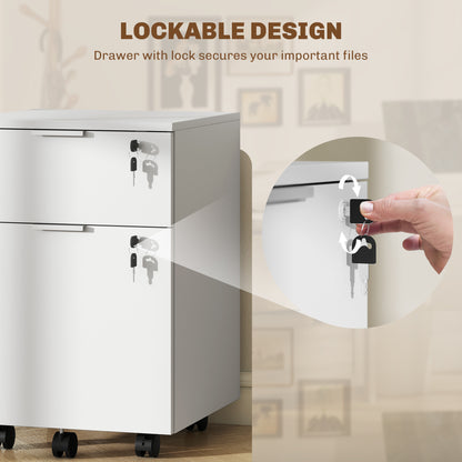 Two-Drawer Lockable Filing Cabinet - White