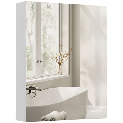 Bathroom Mirror Cabinet, 3-Tier Wall Mount Bathroom Storage Cabinet with Soft-Close Hinges and Adjustable Shelf