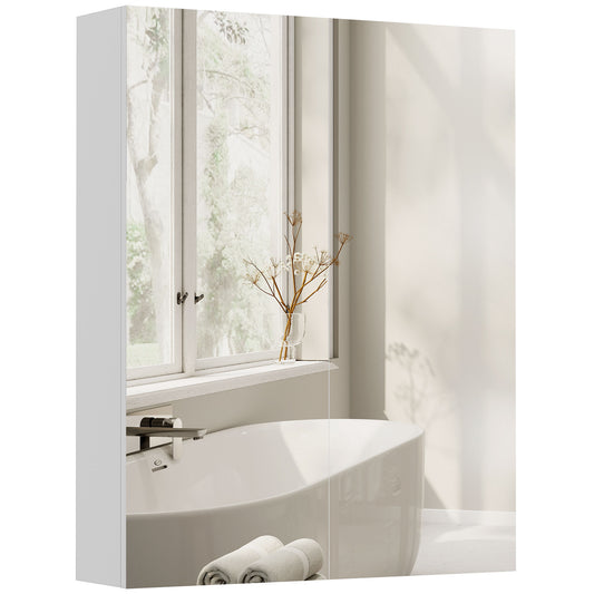 Bathroom Mirror Cabinet, 3-Tier Wall Mount Bathroom Storage Cabinet with Soft-Close Hinges and Adjustable Shelf