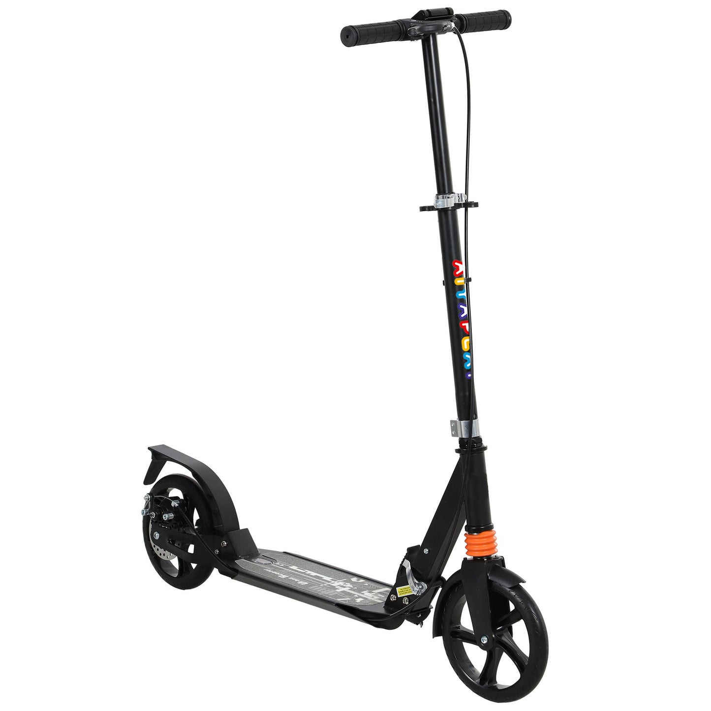 Kids Scooter with Four-Level Adjustable Handlebar, Dual Brake System, 200mm Wheels, ABEC-7 Bearings, Black