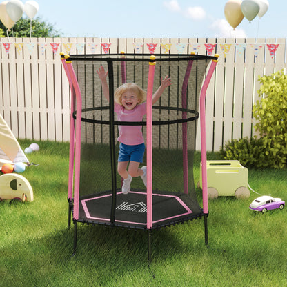 Kids Trampoline Mini Bouncer with Enclosure Safety Net For Ages 3-10 Years - Pink
