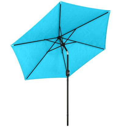 2.6 m Garden Parasol Umbrella with Aluminium Pole, Outdoor Patio Umbrella with Tilt and Crank, Vent, Blue