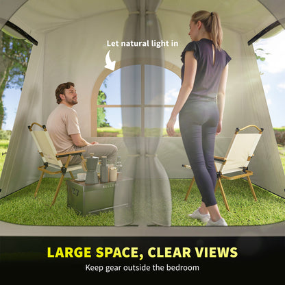 4 Man Tunnel Tent, Family Camping Tent with Porch, Bedroom and Living Area, Sewn in Groundsheet, 3000mm Waterproof